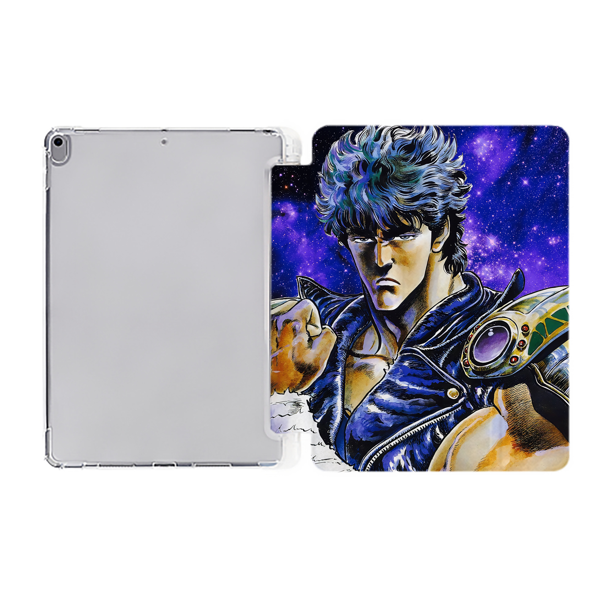 （画像用） 北斗の拳 Fist of the North Star IPad ケース ペン収納付き 三つ折りスタンド PUレザー×シリコン 対応機種9.5/10.5/10.9インチ
